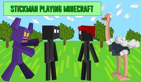 Stickman playing Minecraft