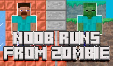 Noob runs from zombie