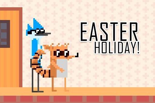 Mordecai e Rigby na Páscoa